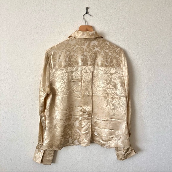 JONES NEW YORK Champagne Gold Rose Pattern Blouse - Women’s 12 - Picture 2 of 10